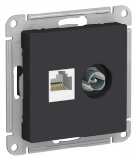 ATLASDESIGN РОЗЕТКА двойная ТВ + компьютерная RJ45 кат. 5e, механизм, КАРБОН