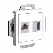 ATLASDESIGN РОЗЕТКА двойная HDMI+RJ45, кат. 5е, механизм, БЕЛЫЙ
