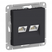ATLASDESIGN РОЗЕТКА двойная компьютерная RJ45+RJ45 кат. 5e, механизм, КАРБОН