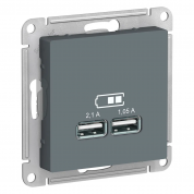 ATLASDESIGN USB РОЗЕТКА A+A, 5В/2,1А, 2х5В/1,05А, механизм, ГРИФЕЛЬ