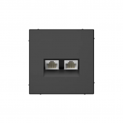ARTGALLERY РОЗЕТКА двойная компьютерная RJ45+RJ45, кат. 5е, механизм, БАЗАЛЬТ