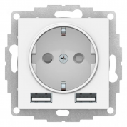 ATLASDESIGN РОЗЕТКА 16А c 2 USB A+A, 5В/2,4А, 2х5В/1,2А, механизм, БЕЛЫЙ