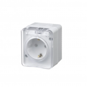 ATLASDESIGN PROFI IP54 О/У РОЗЕТКА с заземлением со шторками, 16А, БЕЛЫЙ