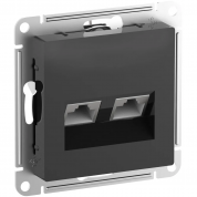 ATLASDESIGN РОЗЕТКА двойная компьютерная RJ45+RJ45 кат. 6А, механизм, КАРБОН