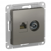 ATLASDESIGN РОЗЕТКА двойная ТВ + компьютерная RJ45 кат. 5e, механизм, СТАЛЬ