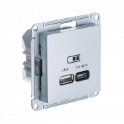 ATLASDESIGN USB РОЗЕТКА A + тип-C 45Вт высокоскор.заряд. QC, PD, механизм, АЛЮМИНИЙ