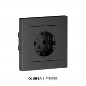 ATLASDESIGN SMART РОЗЕТКА с заземл., со шт., Zigbee, L+N, 16А, мех., КАРБОН