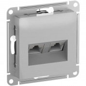 ATLASDESIGN РОЗЕТКА двойная компьютерная RJ45+RJ45 кат. 6А, механизм, АЛЮМИНИЙ