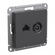 ATLASDESIGN РОЗЕТКА двойная ТВ + компьютерная RJ45 кат. 5e, механизм, БАЗАЛЬТ