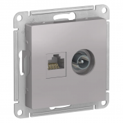 ATLASDESIGN РОЗЕТКА двойная ТВ + компьютерная RJ45 кат. 5e, механизм, АЛЮМИНИЙ