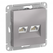 ATLASDESIGN РОЗЕТКА двойная компьютерная RJ45+RJ45 кат. 5e, механизм, АЛЮМИНИЙ