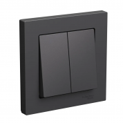 ATLASDESIGN 2-клавишный ВЫКЛЮЧАТЕЛЬ, сх.5, 10АХ, в сборе, БАЗАЛЬТ