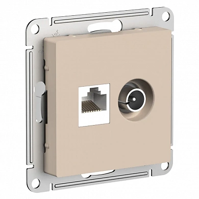 ATLASDESIGN РОЗЕТКА двойная ТВ + компьютерная RJ45 кат. 5e, механизм, ПЕСОЧНЫЙ
