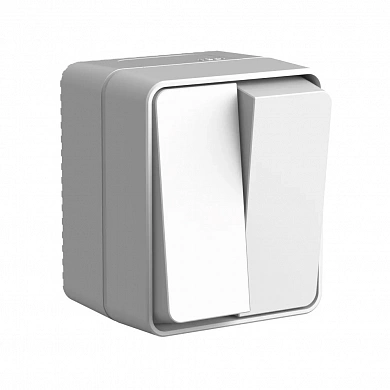 ATLASDESIGN PROFI IP54 О/У 2-клавишный ВЫКЛЮЧАТЕЛЬ, сх.5, 10АХ, СЕРЫЙ