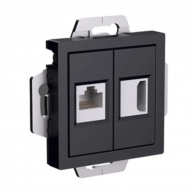 ATLASDESIGN РОЗЕТКА двойная HDMI+RJ45, кат. 5е, механизм, КАРБОН