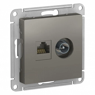 ATLASDESIGN РОЗЕТКА двойная ТВ + компьютерная RJ45 кат. 5e, механизм, СТАЛЬ