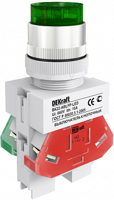 Выкл. кноп. с фикс. ABFP D22 зел. LED 220В ВK-22