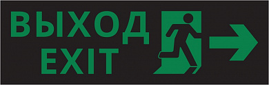 Пиктограмма ДСО-IP65-Н "Выход - вправо черный фон"