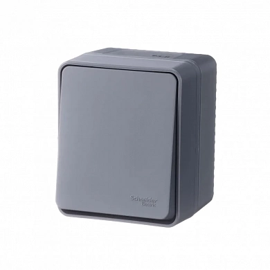 ATLASDESIGN PROFI IP54 О/У 1-клавишный ВЫКЛЮЧАТЕЛЬ, сх.1, 10АХ, АНТРАЦИТ