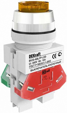 Выкл. кноп. ABLFP D30 ЖЕЛТЫЙ LED 220В ВK-30