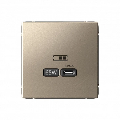 ARTGALLERY USB РОЗЕТКА тип-С 65Вт высокоскор.заряд. QC, PD, механизм, ШАМПАНЬ