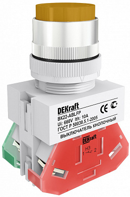 Выкл. кноп. с фикс. ABFP D22 жел. LED 220В ВK-22