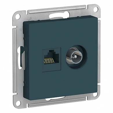 ATLASDESIGN РОЗЕТКА двойная ТВ + компьютерная RJ45 кат. 5e, механизм, ИЗУМРУД