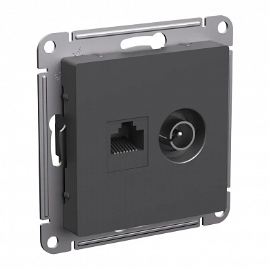 ATLASDESIGN РОЗЕТКА двойная ТВ + компьютерная RJ45 кат. 5e, механизм, БАЗАЛЬТ