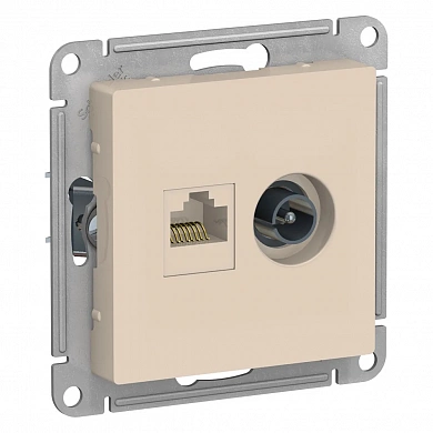 ATLASDESIGN РОЗЕТКА двойная ТВ + компьютерная RJ45 кат. 5e, механизм, БЕЖЕВЫЙ
