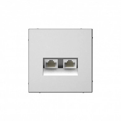 ARTGALLERY РОЗЕТКА двойная компьютерная RJ45+RJ45, кат. 5е, механизм, СТАЛЬ