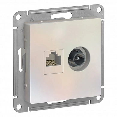 ATLASDESIGN РОЗЕТКА двойная ТВ + компьютерная RJ45 кат. 5e, механизм, ЖЕМЧУГ