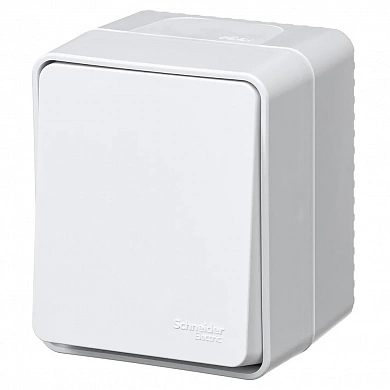 ATLASDESIGN PROFI IP54 О/У 1-клавишный ВЫКЛЮЧАТЕЛЬ КНОПОЧНЫЙ, сх.1, 10А, БЕЛЫЙ
