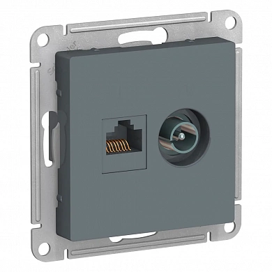 ATLASDESIGN РОЗЕТКА двойная ТВ + компьютерная RJ45 кат. 5e, механизм, ГРИФЕЛЬ