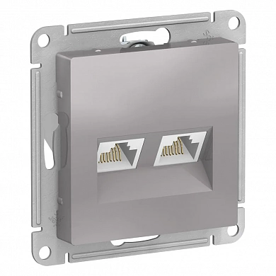 ATLASDESIGN РОЗЕТКА двойная компьютерная RJ45+RJ45 кат. 5e, механизм, АЛЮМИНИЙ
