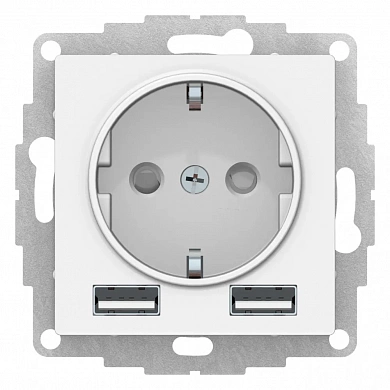ATLASDESIGN РОЗЕТКА 16А c 2 USB A+A, 5В/2,4А, 2х5В/1,2А, механизм, ЛОТОС