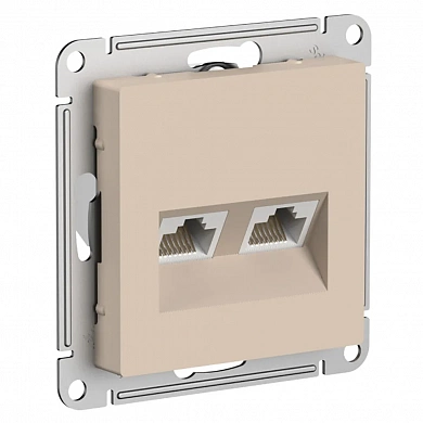 ATLASDESIGN РОЗЕТКА двойная компьютерная RJ45+RJ45 кат. 5e, механизм, ПЕСОЧНЫЙ