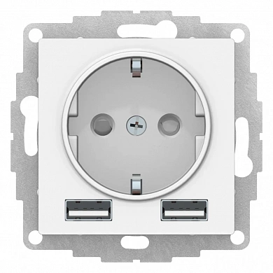 ATLASDESIGN РОЗЕТКА 16А c 2 USB A+A, 5В/2,4А, 2х5В/1,2А, механизм, БЕЛЫЙ